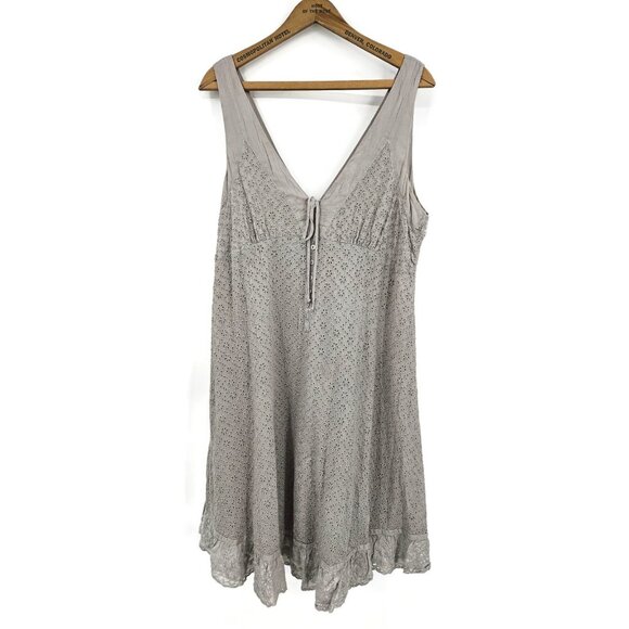 Johnny Was Dresses & Skirts - New Johnny Was Grey Eyelet Dress Womens XS Grey Sleeveless Rayon